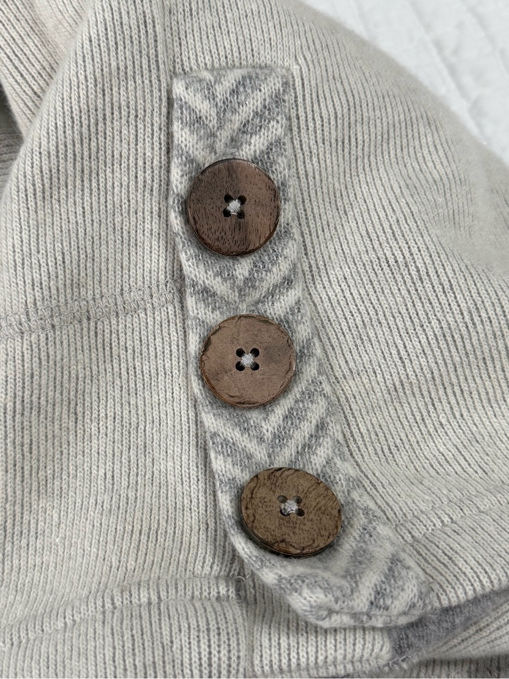 prAna Lucia Herringbone Funnel Neck Sweater Gray Wool Blend Small - Picture 6 of 6